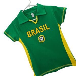Brasil Soccer Jersey Polo Shirt S National Football Team Green Short Sleeve